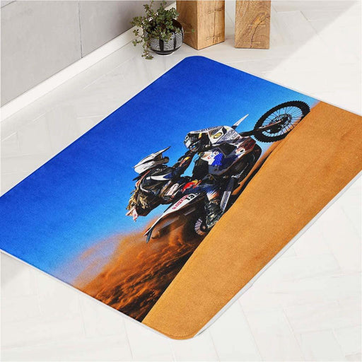 blue sky desert motocross obstacle bath rugs