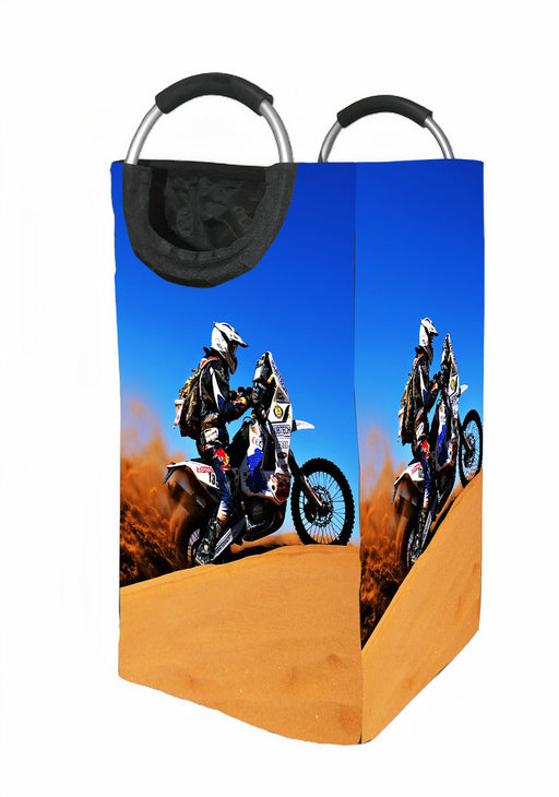 blue sky desert motocross obstacle Laundry Hamper | Laundry Basket