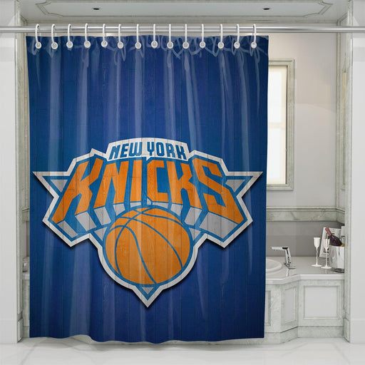 blue wood new york knicks shower curtains