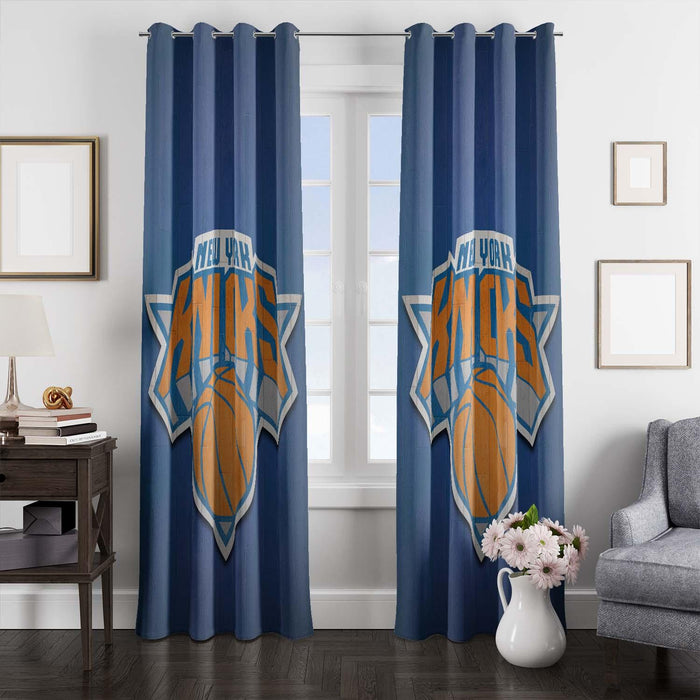 blue wood new york knicks window Curtain