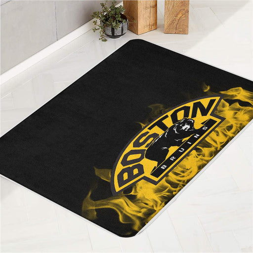 boston bruins burning nhl bath rugs