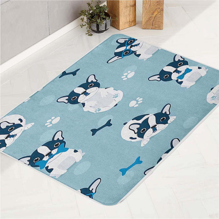 bulldog cartoon illustration cute bath rugs