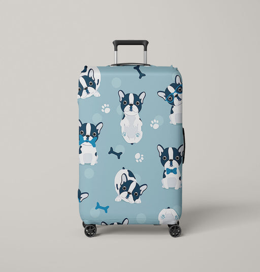 bulldog cartoon illustration cute Luggage Cover | suitcase