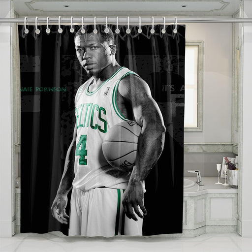 boston celtics almost monochrome basketball shower curtains