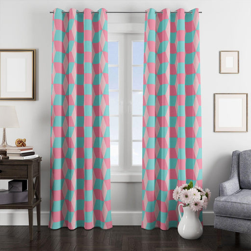burberry iconic shape pink and blue window Curtain