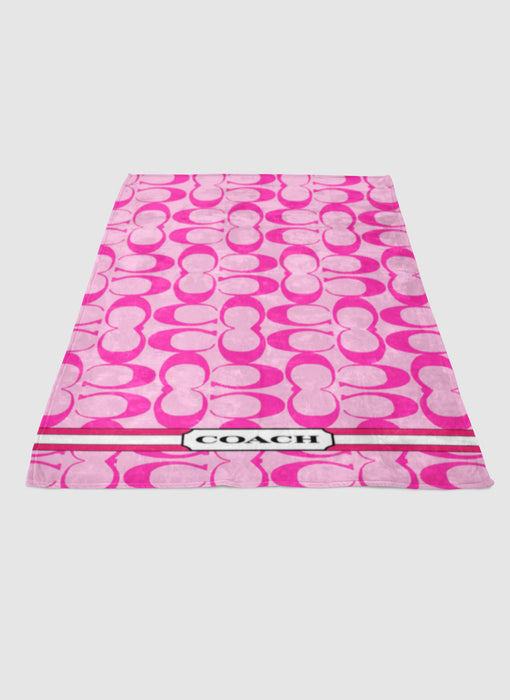 COACH PINK NEW LOGO soft fleece blanket