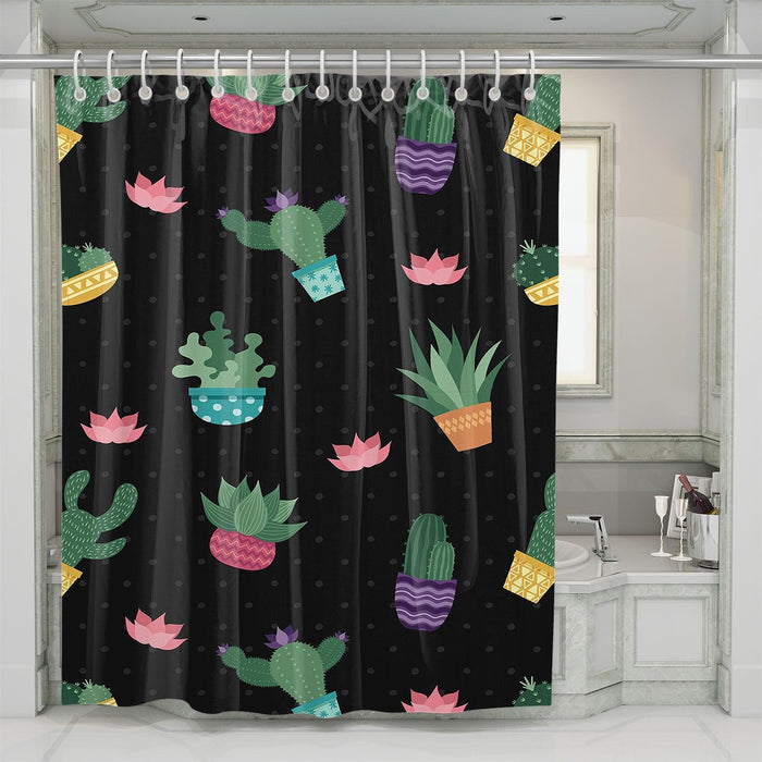 cactus flower pattern floral shower curtains