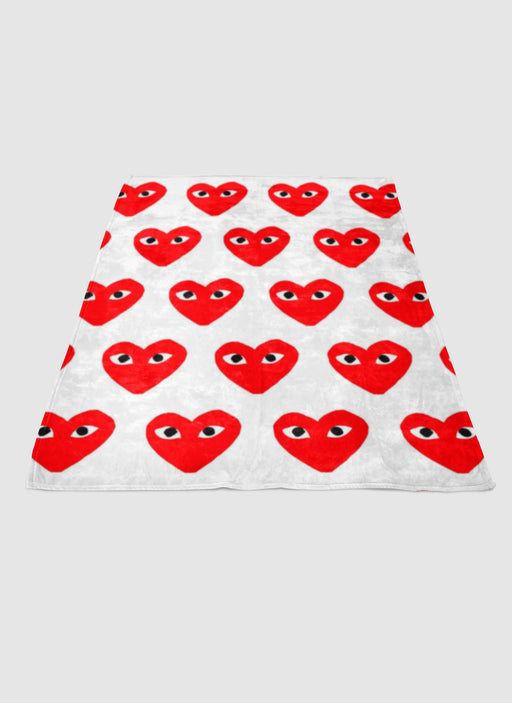 comme des garcons play red logo soft fleece blanket