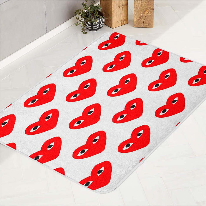 comme des garcons play red logo bath rugs