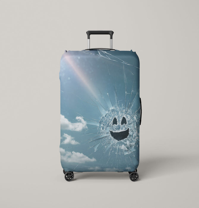 broken glass and smile black mirror Luggage Covers | Suitcase