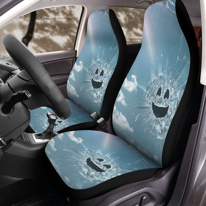 broken glass and smile black mirror Car Seat Covers