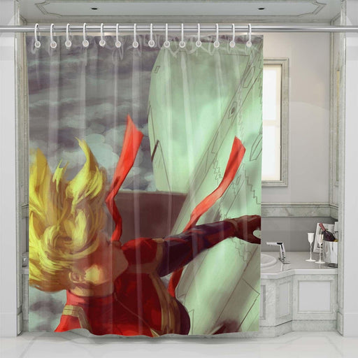 captain marvel in the sky shower curtains