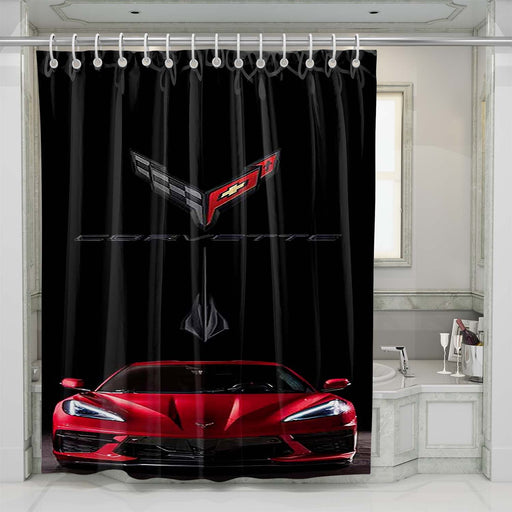 corvette stingray c8 red car 1 shower curtains