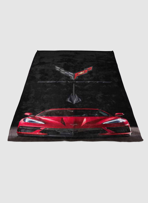 CORVETTE STINGRAY C8 RED CAR 1 soft fleece blanket