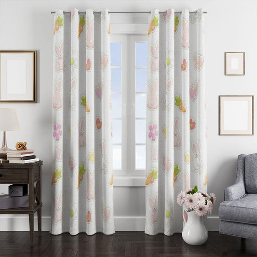 carrot rabbit and butterfly live window Curtain