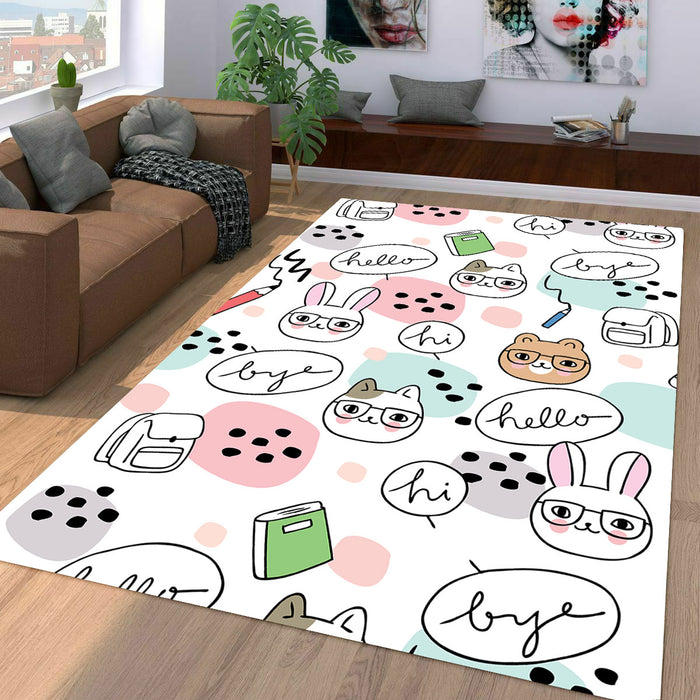 cartoon animal back to school Living room carpet rugs