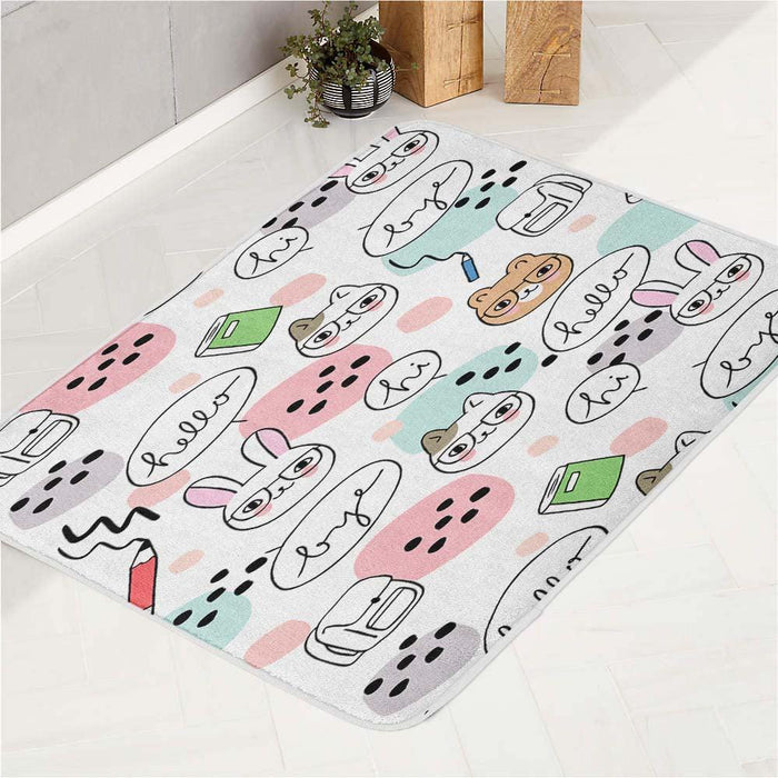 cartoon animal back to school bath rugs