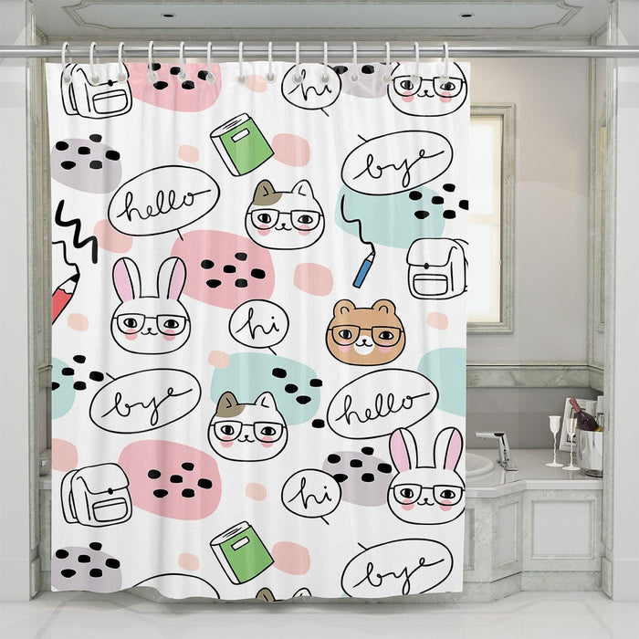 cartoon animal back to school shower curtains