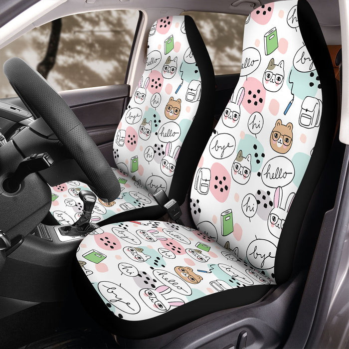 cartoon animal back to school Car Seat Covers