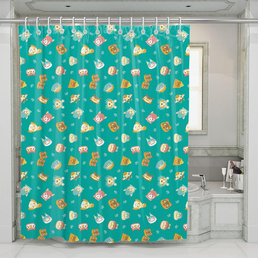 cartoon animal crossing nintendo shower curtains