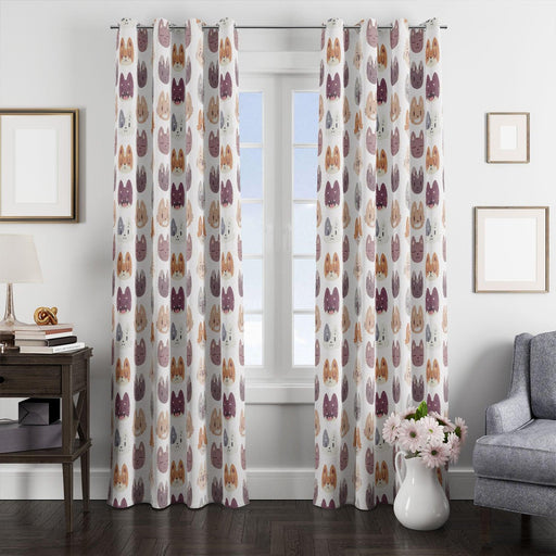 cat and friends animal pattern window Curtain