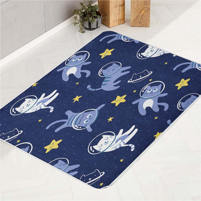 cat flying in the galaxy bath rugs