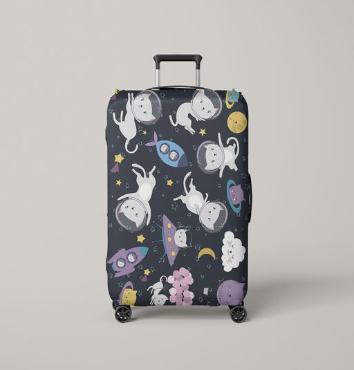 cat in the space meet galaxy Luggage Cover | suitcase