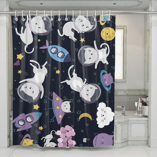 cat in the space meet galaxy shower curtains