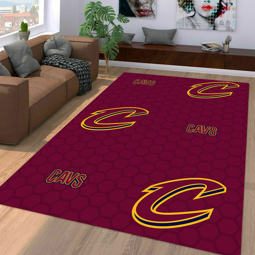 cavs nba logo hexagon maroon Living room carpet rugs