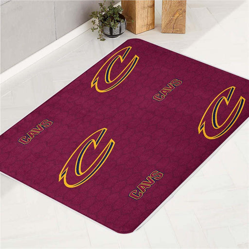 cavs nba logo hexagon maroon bath rugs