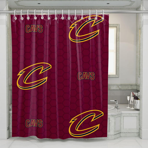 cavs nba logo hexagon maroon shower curtains