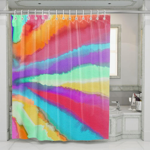 center circle watercolor asymmetric shower curtains