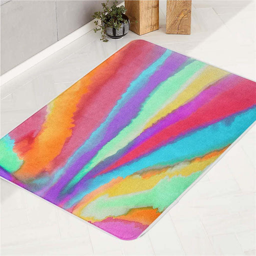 center circle watercolor asymmetric bath rugs