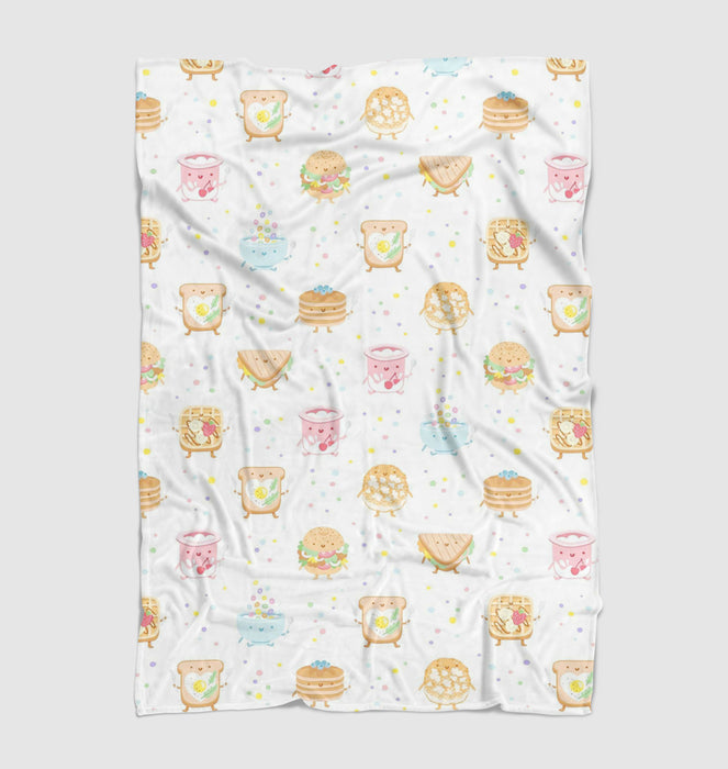 cereal sandwitch and breads with cute faces Ultra soft fleece blanket