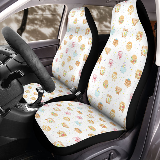 cereal sandwitch and breads with cute faces Car Seat Covers