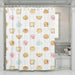 cereal sandwitch and breads with cute faces shower curtains