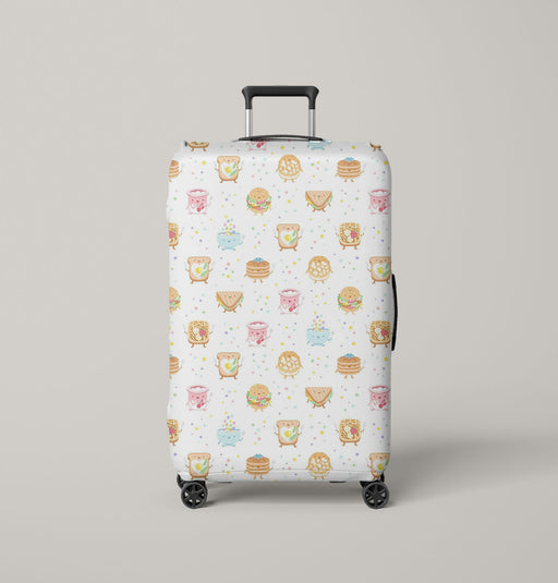 cereal sandwitch and breads with cute faces Luggage Cover | suitcase