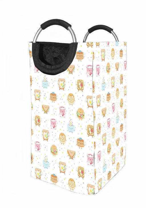cereal sandwitch and breads with cute faces Laundry Hamper | Laundry Basket