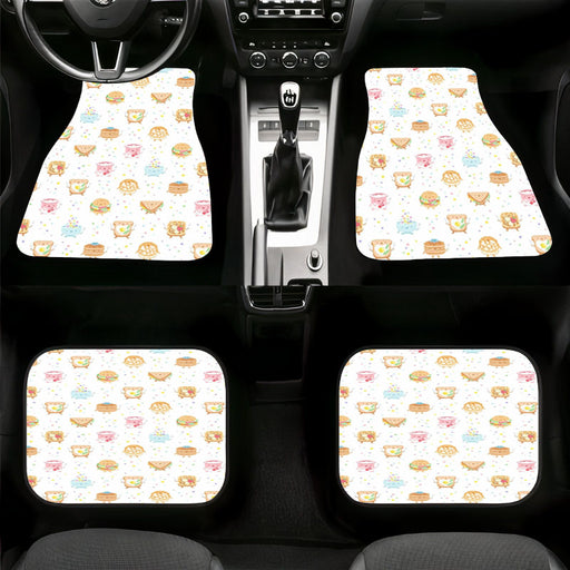 cereal sandwitch and breads with cute faces Car floor mats Universal fit