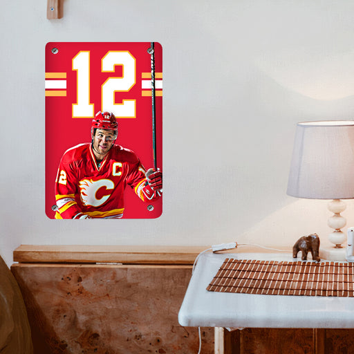 calgary flames player happy nhl Poster Metal print wall art