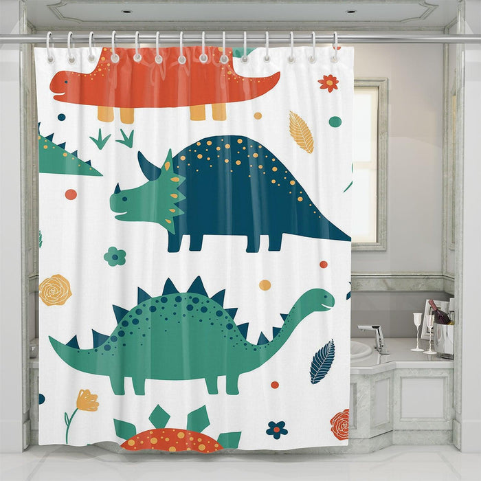 character of dinosaurs forest shower curtains