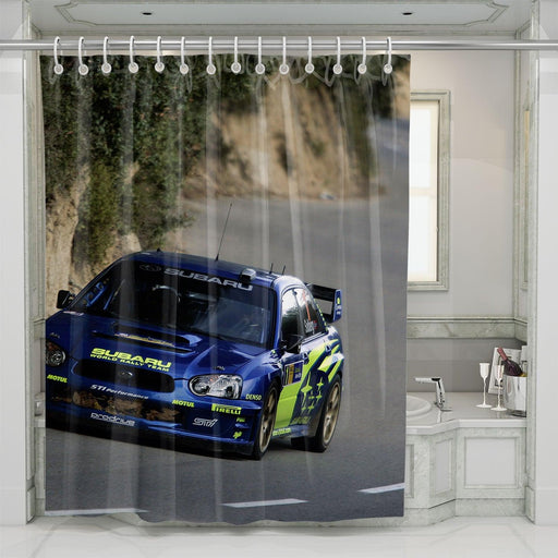 calm down car racing monster shower curtains