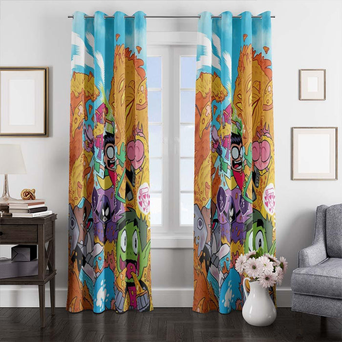 cartoon teen titans window curtains