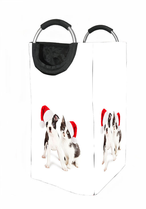 cat and dog christmas Laundry Hamper | Laundry Basket