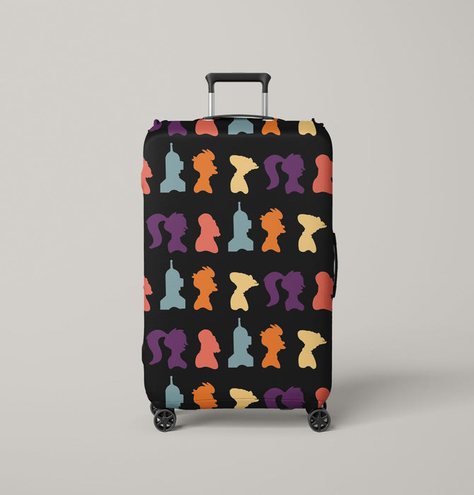 characters silhouette of futurama Luggage Cover | suitcase