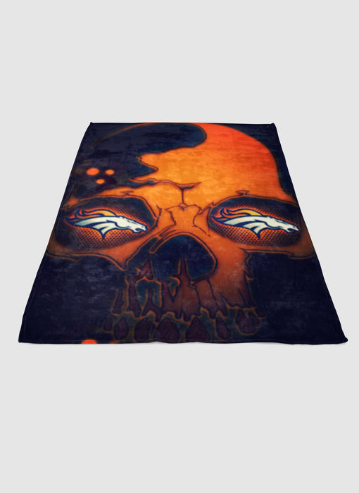 Denver Broncos Skull soft fleece blanket