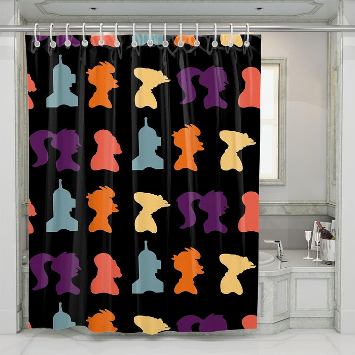 characters silhouette of futurama shower curtains