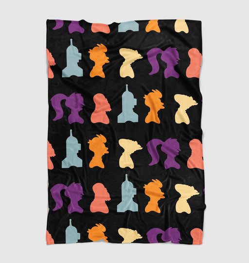 characters silhouette of futurama Ultra soft fleece blanket