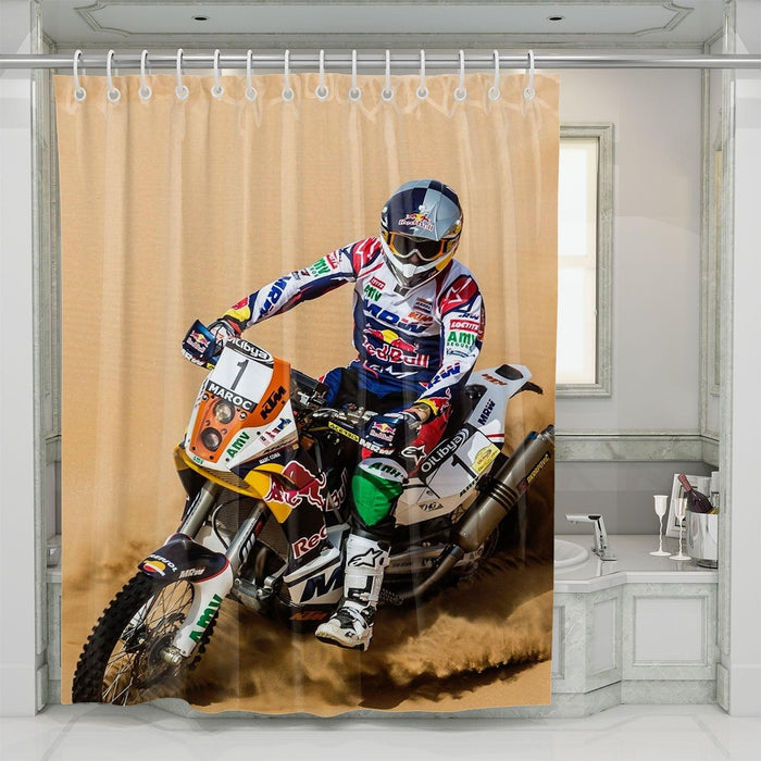 careful for athelte motocross in desert shower curtains