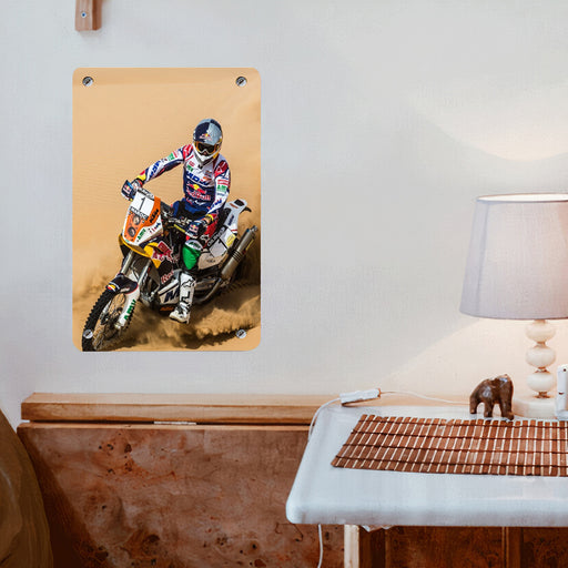 careful for athelte motocross in desert Poster Metal print wall art